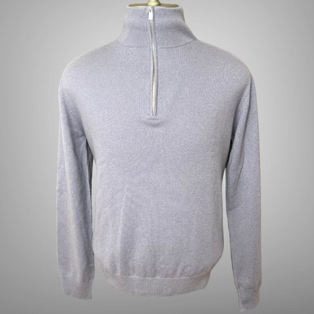 Hermes Long Sleeve 100% Cashmere Mens Quarter Zip Trucker's Sweater EU Size M - Picture 9 of 14